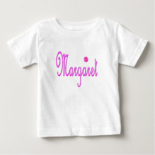 Camiseta Para Bebê "Margaret" Nome em Rosa Paixão,