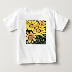Camiseta Para Bebê Margarida Amarela abstrato