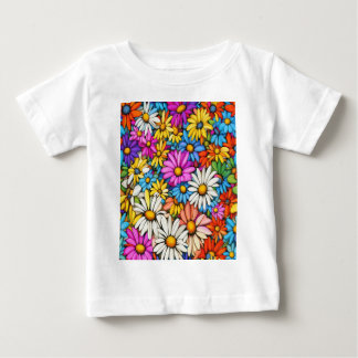 Camiseta Para Bebê Margaridas Abstratas Coloridas #444
