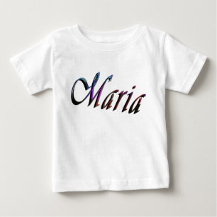 Camiseta Para Bebê Maria, Logotipo do Nome, Camiseta Branca do Bebê