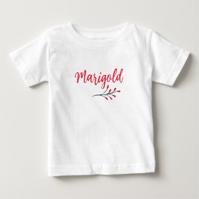 Camiseta Para Bebê Marigold Name Custom Red Xmas Christmas Classic  (Frente)