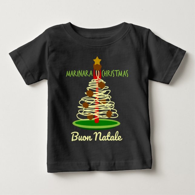 Camiseta Para Bebê Marinara Christmas Buon Natale Spaghetti Tree (Frente)