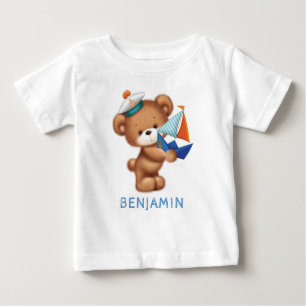 Camiseta Para Bebê Marinheiro de Urso de Teddy Bonito Personalizado