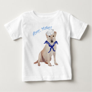 Camiseta Para Bebê Marinheiro Labrador Amarelo
