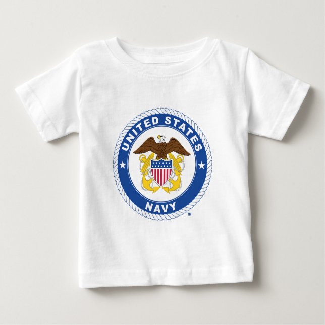 Camiseta Para Bebê Marinho dos EUA | Agente Crest (Frente)