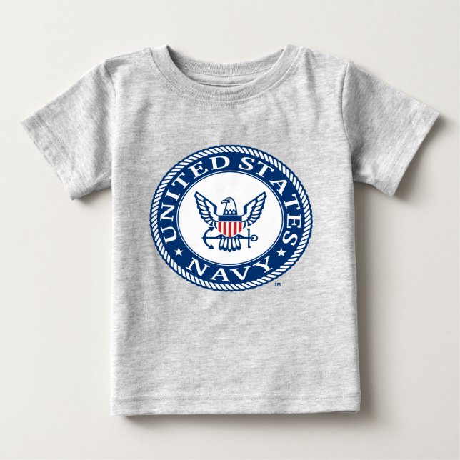 Camiseta Para Bebê Marinho dos EUA | Marinho Alt Emblem (Frente)