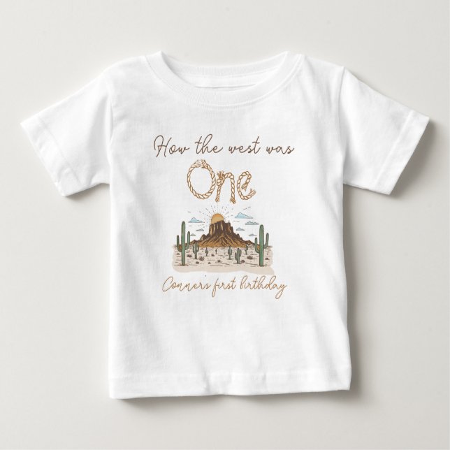 Camiseta Para Bebê Marrrom Rústico Como o Oeste Era Um Aniversário de (Frente)