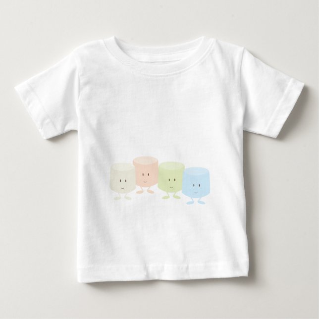 Camiseta Para Bebê Marshmallows felizes que estão junto (Frente)