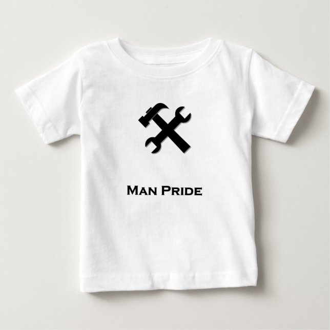 Camiseta Para Bebê Martelo Wrench Man Pride preto (Frente)