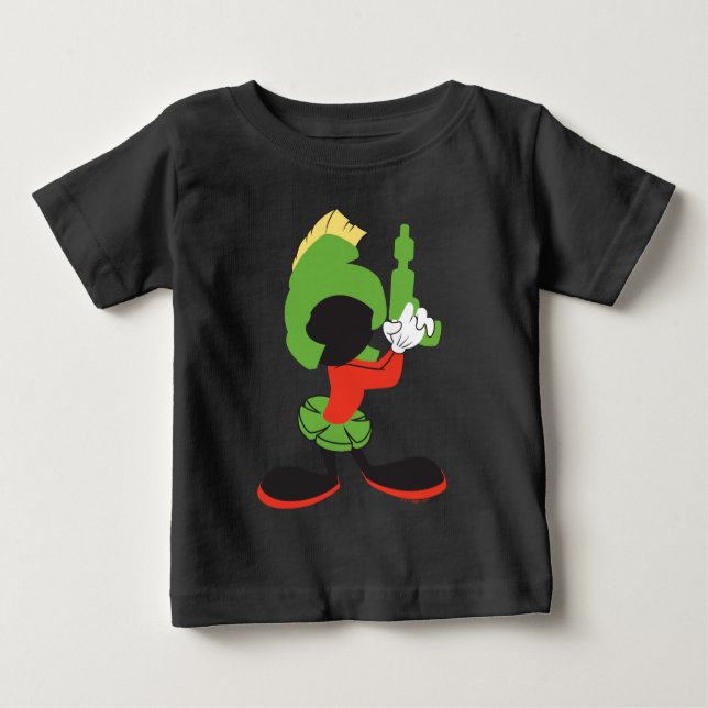 Camiseta Para Bebê MARVIN, A Silhueta MARTIAN™, com Raygun (Frente)