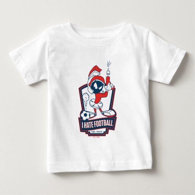 Camiseta Para Bebê MARVIN O MARCIANO™ "Eu Odeio Futebol" Gráfico (Frente)