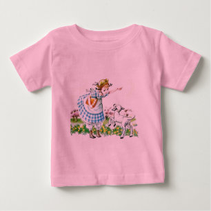 Camiseta Para Bebê Mary teve um cordeiro pequeno