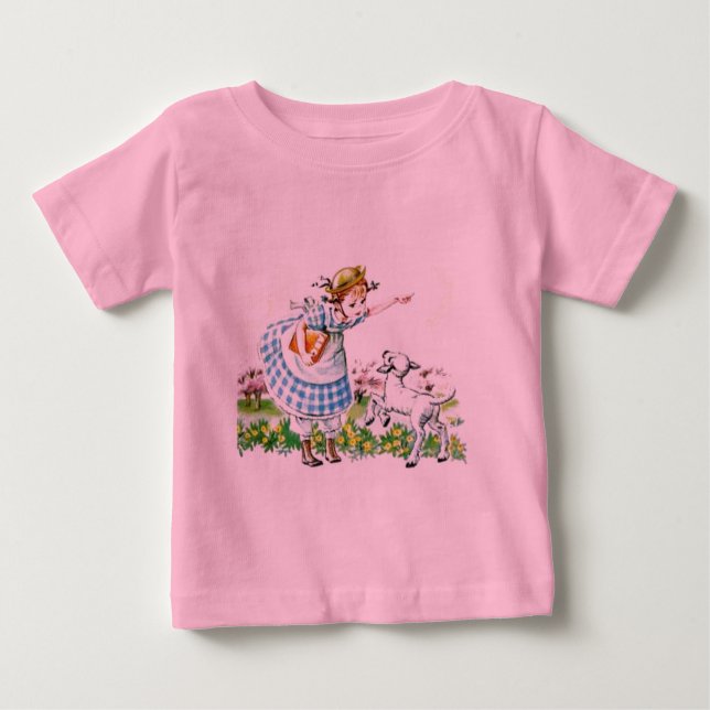 Camiseta Para Bebê Mary teve um cordeiro pequeno (Frente)