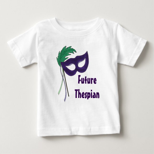 Camiseta Para Bebê Máscara de Mascarada de Drama Roxo da Tespia Futur (Frente)