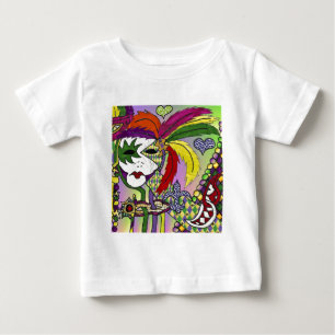 Camiseta Para Bebê Máscara de pena de Mardi Gras Psicodélica