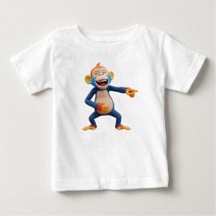 Camiseta Para Bebê Mascote de Macaco Apontando e Rindo