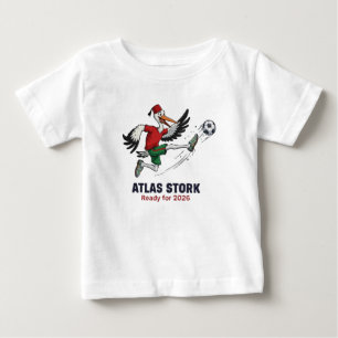Camiseta Para Bebê Mascote do Futebol do Atlas Stork Marrocos 2026 –