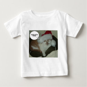 Camiseta Para Bebê Mascote Gato de Laranja de Natal