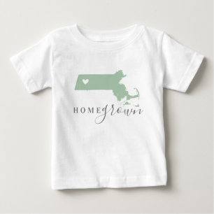 Camiseta Para Bebê Massachusetts Home Grown  Estado das Cores Editáv