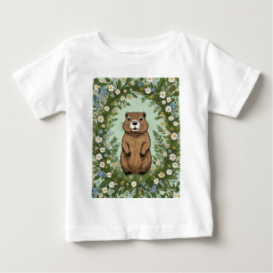 Camiseta Para Bebê Massachusetts Mayflowers e Groundhog Woodchuck