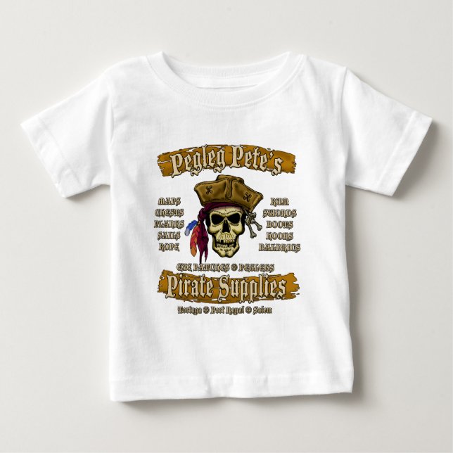 Camiseta Para Bebê Material pirata de Pegleg Pete (Frente)