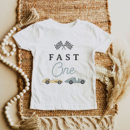 Camiseta Para Bebê MAVERICK Vintage Race Car Fast One primeiro aniver