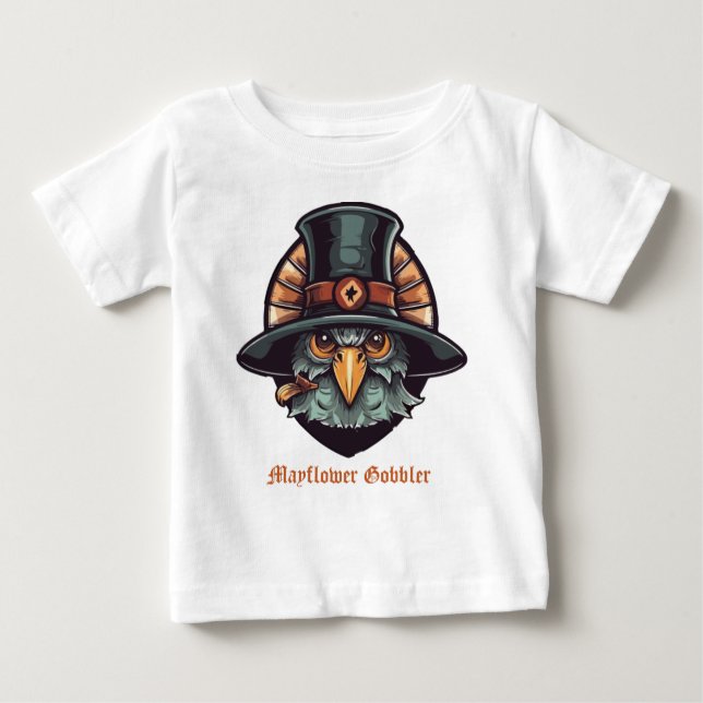 Camiseta Para Bebê Mayflower Gobbler (Frente)