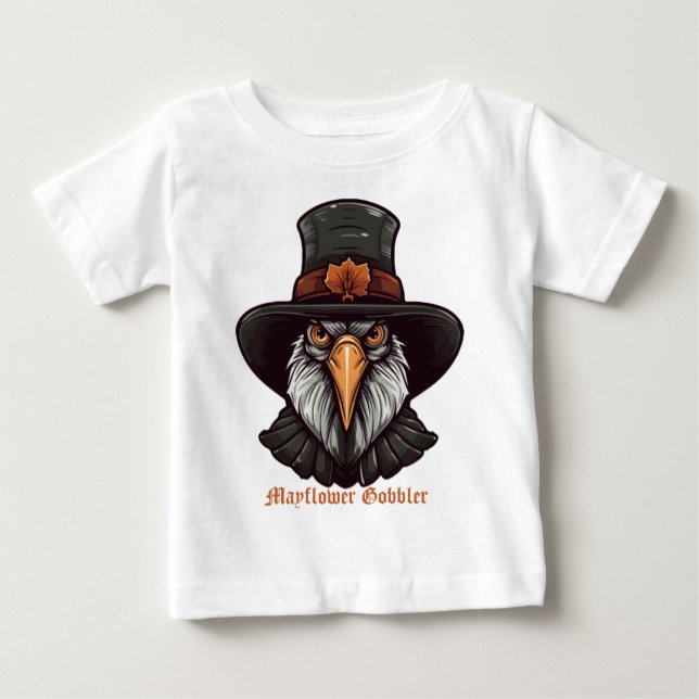 Camiseta Para Bebê Mayflower Gobbler (Frente)