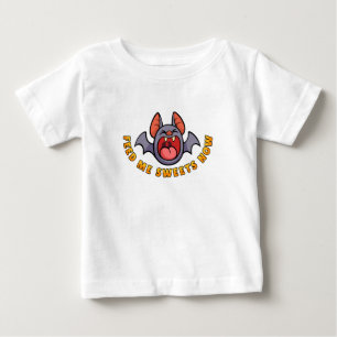 Camiseta Para Bebê Me Alimente Com Doces Agora