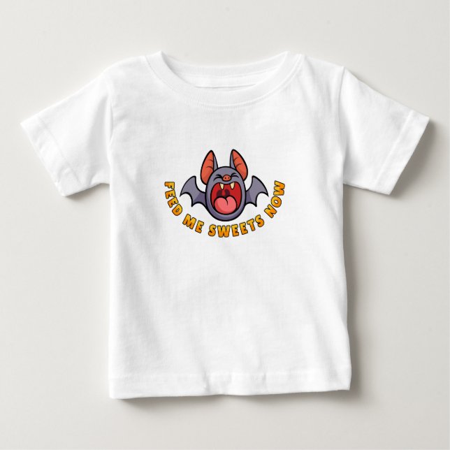 Camiseta Para Bebê Me Alimente Com Doces Agora (Frente)