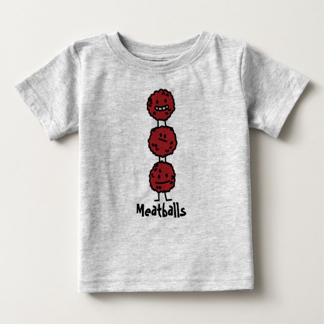 Camiseta Para Bebê Meatballs empilhados feliz sobre se (Frente)