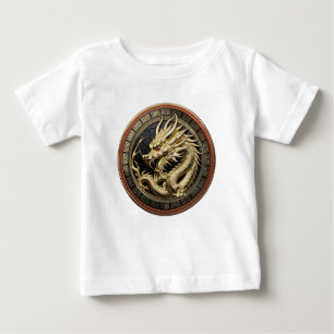 Camiseta Para Bebê Medalhão de Ouro do Dragão Sagrado Oriental