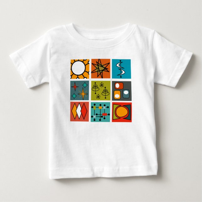 Camiseta Para Bebê Médio-século Moderno Smorgasbord (Frente)