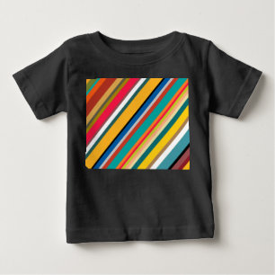 Camiseta Para Bebê Médio-Século Moderno Stripes Bebê T-Shirt