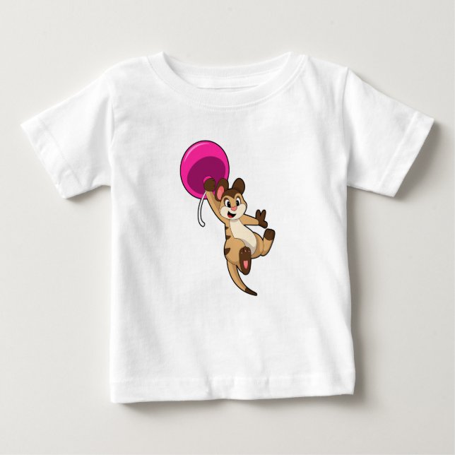 Camiseta Para Bebê Meerkat com Balão (Frente)