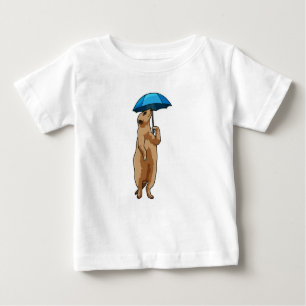 Camiseta Para Bebê Meerkat com guarda-chuva