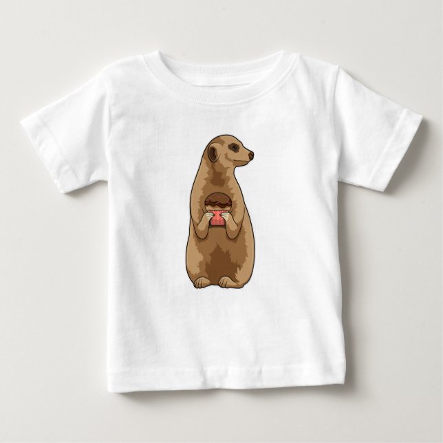 Camiseta Para Bebê Meerkat com Muffin (Frente)