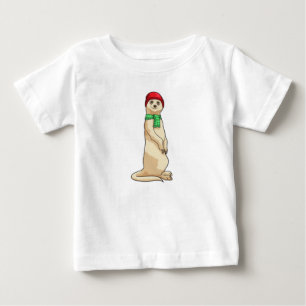 Camiseta Para Bebê Meerkat com o Chapéu e o Scarf