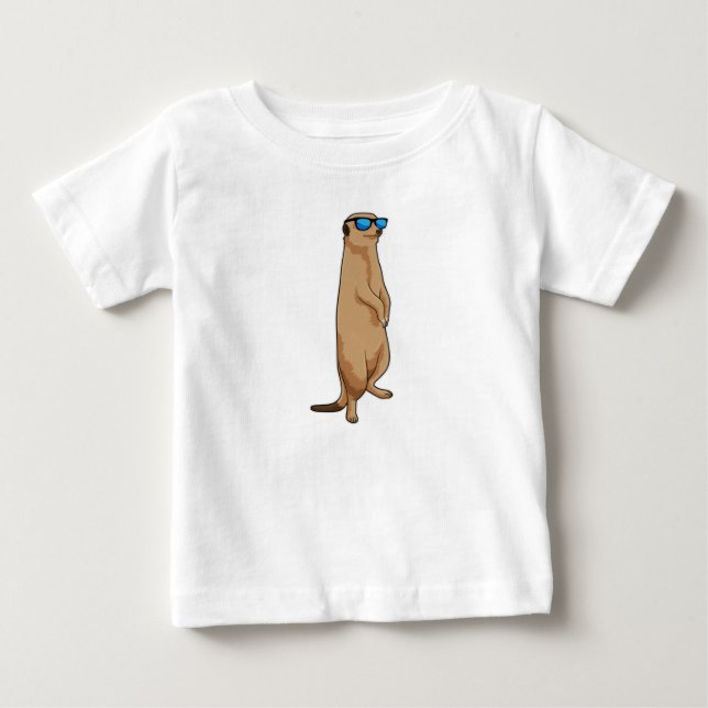 Camiseta Para Bebê Meerkat com óculos de sol (Frente)
