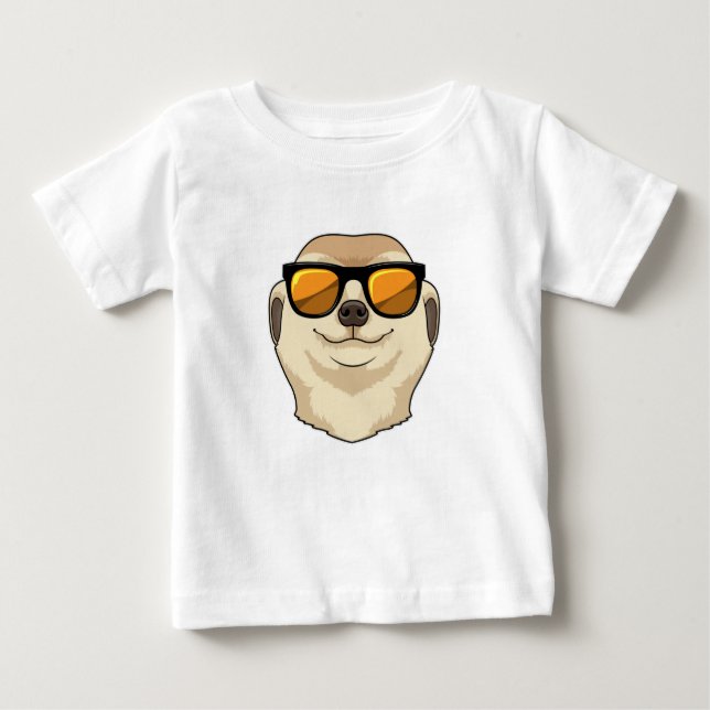 Camiseta Para Bebê Meerkat com óculos de sol (Frente)
