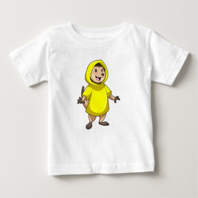 Camiseta Para Bebê Meerkat com Raincoat (Frente)