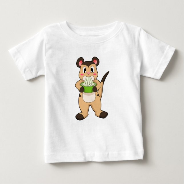 Camiseta Para Bebê Meerkat com Ramen (Frente)