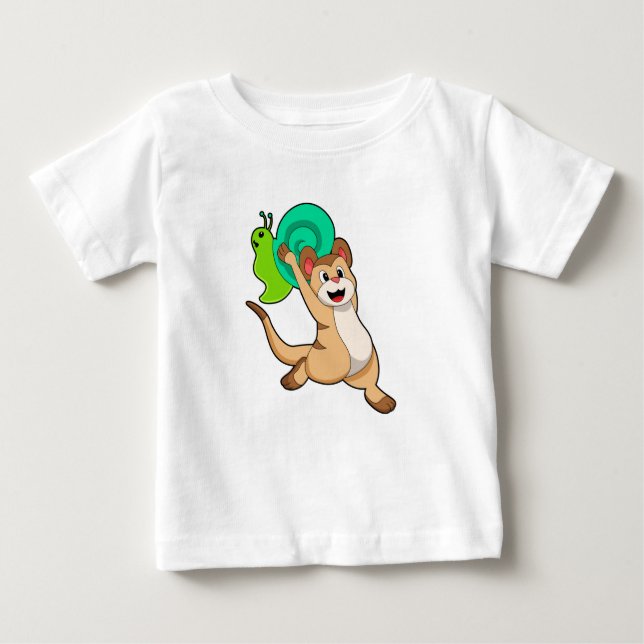 Camiseta Para Bebê Meerkat com Snail.PNG (Frente)