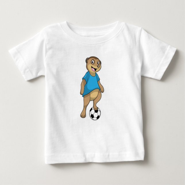 Camiseta Para Bebê Meerkat como jogador de futebol com futebol (Frente)