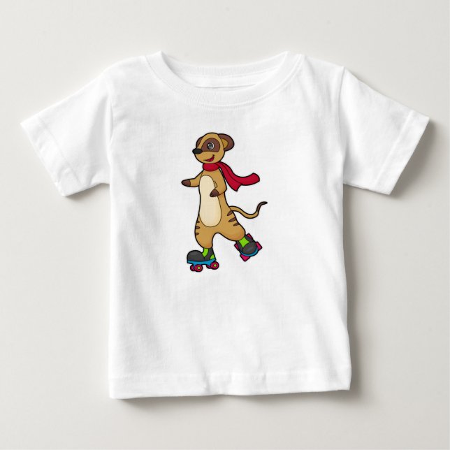 Camiseta Para Bebê Meerkat como Skater com skates Roller (Frente)