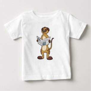 Camiseta Para Bebê Meerkat na leitura de um jornal
