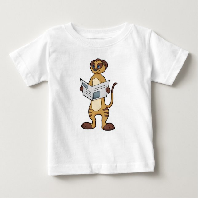 Camiseta Para Bebê Meerkat na leitura de um jornal (Frente)