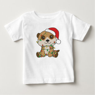 Camiseta Para Bebê Meerkats de Natal de Animais de inverno