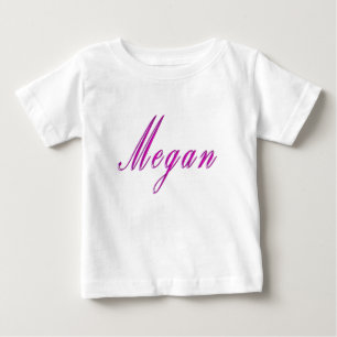 Camiseta Para Bebê "Megan" Nome de Menina Rosa Elegante,
