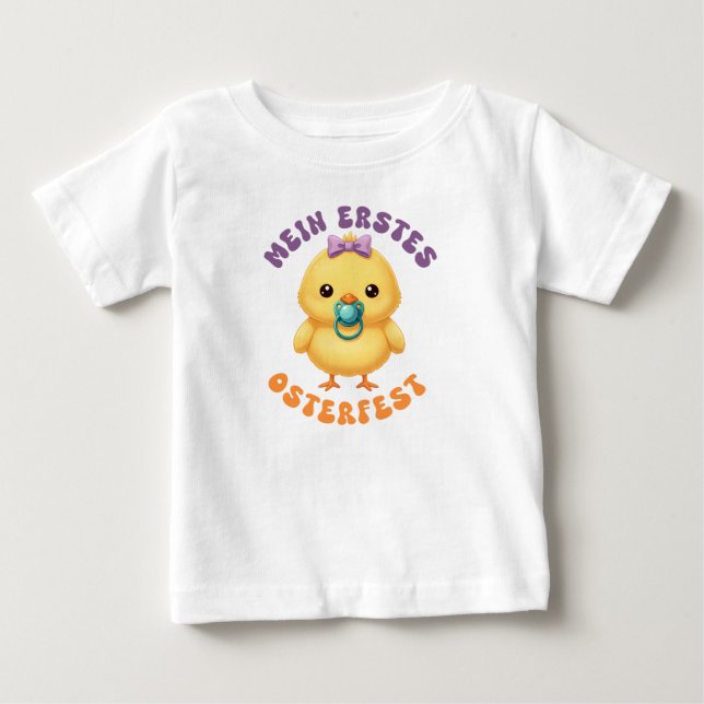 Camiseta Para Bebê Mein erstes Osterfest - Süßes Küken mit Schnuller (Frente)